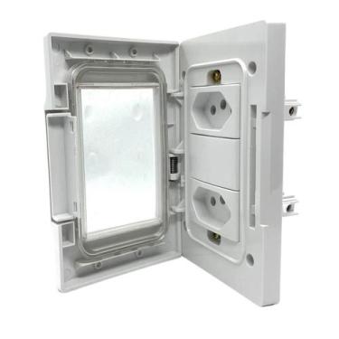 Imagem de Tomada Dupla 20A Embutir A Prova D'agua Branca Externa Kalop