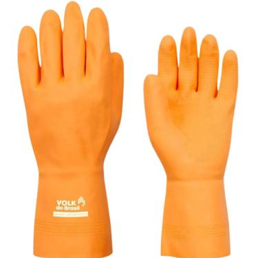 Imagem de Luva de Látex Laranja Reforçada Slim Volk CA 37815