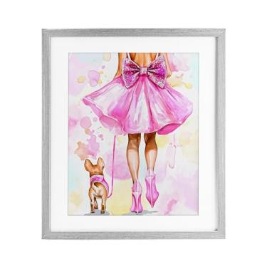 Imagem de Stupell Industries Walking The Runway Gal Impressão emoldurada cinza design sob vidro por Jess Stempel, 40,6 x 33,5 cm