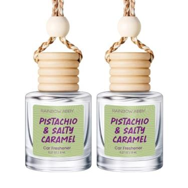 Imagem de RAINBOW ABBY Pacote com 2 difusores de aromatizador de ar para carro - óleo perfumado de pistache e caramelo salgado, 45 dias ou mais, difusor de óleo essencial para carro