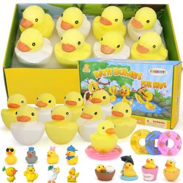 Imagem de Bombas de banho para crianças com surpresa dentro, pacote com 8 bombas de banho infantis, conjunto de presente, banho de espuma natural e orgânico efervescente com brinquedos de banho, presentes de