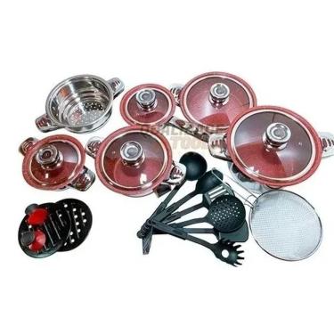 Imagem de Jogo de Panelas Antiaderente Vermelha para Fogão de Indução