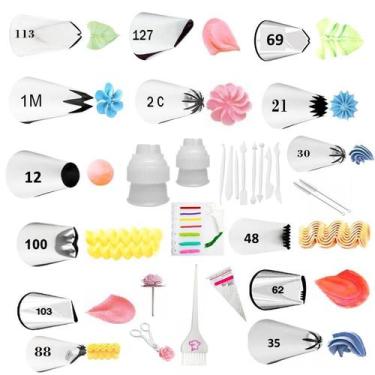 Imagem de Kit 25 Peças Confeitar Wilton Bicos + Tesoura + Estecas