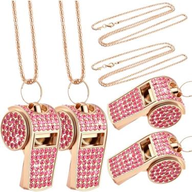 Imagem de Copkim Pacote com 2 colares, apito de metal, cristal e strass, acessório brilhante com corrente, som alto e nítido para mulheres, homens, treinadores, professores, árbitros, capitão, policias