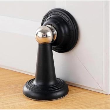 Imagem de Trava Prendedor Batetor Fixador Porta Imã Magnético Adesivo Inox Tamanho P G(Preto G,Com Parafuso)