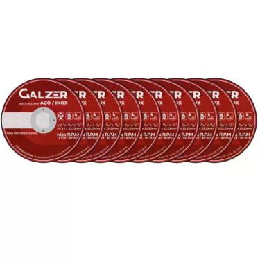 Imagem de Kit 10 Disco de corte fino Aço/Inox 4.1/2 - Galzer