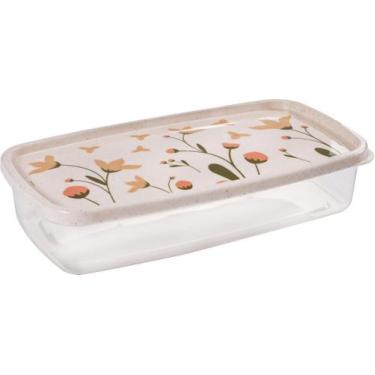 Imagem de Pote em Plástico Retangular Marmorizado Floral 1,43L - Plasutil
