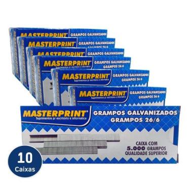Imagem de Kit 10 Caixas de Grampo para Grampeador Galvanizado 26/6 c/ 5000 Ideal