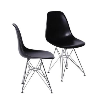 Imagem de Kit 2 Cadeiras Boxbit Dkr Eames Base Cromada Preta