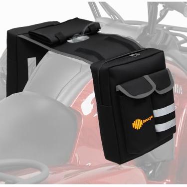 Imagem de Jarocye Bolsa de selim ATV com bolsa de mapa e refrigerador, pacote de tanque de caça resistente à água para veículos todo-o-terreno, compatível com a maioria dos quadriciclos, motos de neve