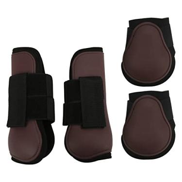 Imagem de GLOGLOW Protetor de perna de cavalo, 4 peças de botas de perna de cavalo, botas de suporte de cavalo que absorvem choque para competição de pular e andar de bicicleta (M)