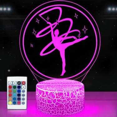 Imagem de YAOMYLT Luz noturna de ginástica para meninas e mulheres, lâmpada de ilusão 3D, 16 cores que mudam de cor, controle remoto, interruptor de toque, decoração de quarto para crianças, amigos, treinador