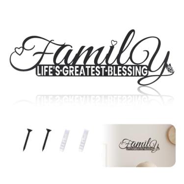 Imagem de Yitexin Balck Metal Script Decoração de parede de banheiro com parafuso, arte de parede de banheiro rústico de casa de fazenda, sinal de letra de banheiro suspenso "Family Life's Greatest Blessing