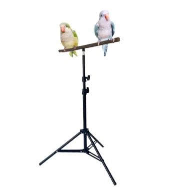 Imagem de Poleiro de pássaro ajustável em altura, suporte de poleiro de papagaio de madeira de maçã, poleiros multiuso para uso interno e externo, projetado para pássaros pequenos, médios e grandes, cacatua