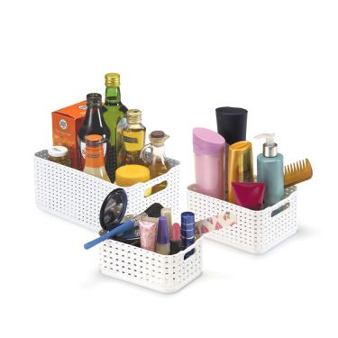 Imagem de Kit Arthi com 3 Organizadores Trançados Rattan Branco