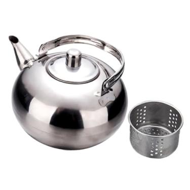 Imagem de Generic Chaleira de chá, bule com alça, aço inoxidável leve, com filtro infusor, jarra de chá prática, utensílios de cozinha para casa e áreas externas, Prata