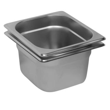 Imagem de 2 Cubas Gastronômica Buffet GN 1/6 150mm Aço Inox Sem Alça