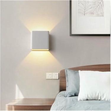 Imagem de WLHAZMWY Lâmpada de parede moderna lâmpada de arandela para quarto sala de estar corredor cabeceira luminária pendente com design de espelho (6w 10 cm, branco frio)