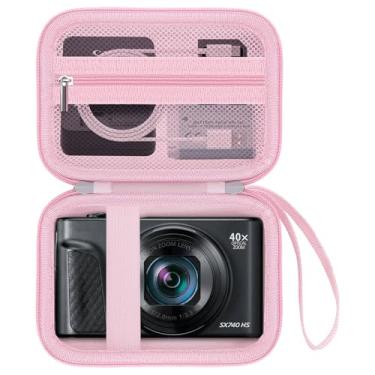 Imagem de HESPLUS Capa Protetora Para Câmera Digital Canon Powershot Sx740/Sx730/Sx720/Sx620/G7X Mark Ii Iii, Bolsa Rígida Viagem, Bolso De Malha Cabos, Baterias, Cartão Sd, Rosa