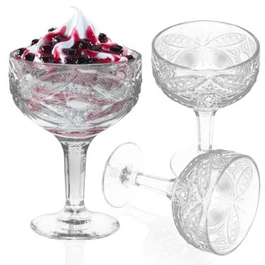Imagem de 3 peças de copos de sorvete de vidro de 156 g, tigelas de sobremesa de vidro transparente, copos de pudim de sudae resistentes ao calor, mini copos com pé parfait, pratos de sobremesa elegantes para