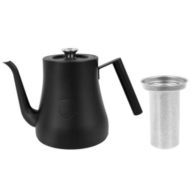 Imagem de DJAPWPX Bule de chá de aço inoxidável 2L com infusor removível, chaleira duradoura para cozinha (preto)