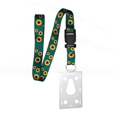 Imagem de Kit 5 Cordões para Crachá Girassol com Porta Crachá Rígido, 48x2cm, Verde com Fecho Rápido