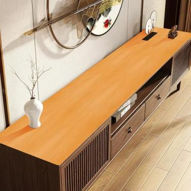 Imagem de Tapete de mesa de couro, 160 cm x 40 cm, capa de mesa de couro de PVC, impermeável, tapete de mesa com suporte de TV, protetor de mesa de computador para escritório doméstico para mesa de escritório