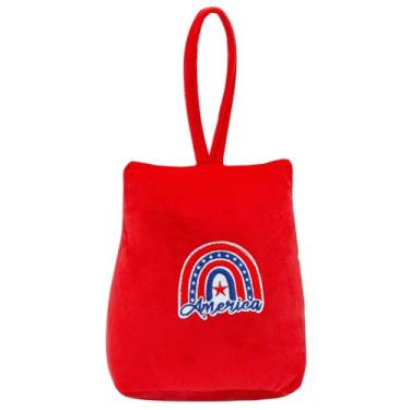 Imagem de CERAYOU Batente de porta ponderado decorativo, batente de porta trapézio resistente com alça, protetores de parede de batente de piso de porta de tecido macio, Red America