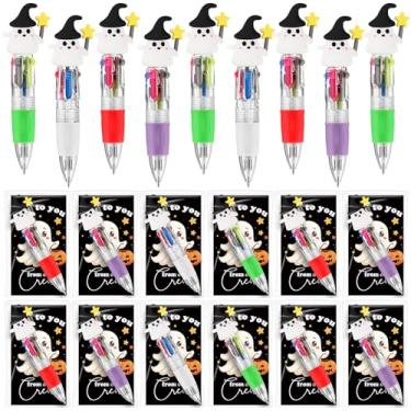 Imagem de Epakh 24 conjuntos de canetas multicoloridas de Halloween, canetas esferográficas fantasma, boo to you, 4 cores, desenhos animados, fofas, divertidas, cartões de abóbora para escrever artigos de