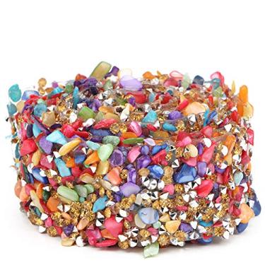 Imagem de RiToEasysports Pullamento Colorido O Acessório de Decoração de Revestimento de Pedra para Vestido Artesanal + Pedras Multicoloredgoldenpurple + Adequado para Colarfurros de 2 Cm/3,5 Cm de Largura (#2)