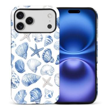 Imagem de CARLOCA Compatível com iPhone 17 Pro Max, capa fosca de corpo inteiro para meninas e meninos, capa rígida à prova de choque para iPhone 17 Pro Max, estampa moderna, azul, oceano, concha, estrela