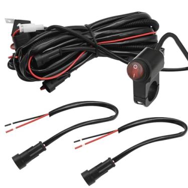 Imagem de Vkinman Kit de fiação de 2 luzes, interruptor de guidão de motocicleta à prova d'água, 12 V, kit de fiação de relé de 12 V para motocicletas, quadriciclos, motos e scooters
