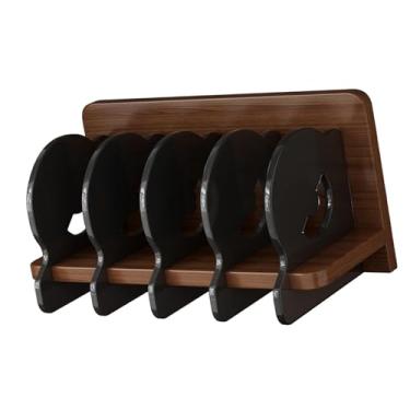 Imagem de IEUDNS Suporte de acrílico para CD, DVD, organizador de álbuns multifuncional, suporte para discos de, para mesa, quarto, hotel, sala de estar, casa, Preto E Marrom