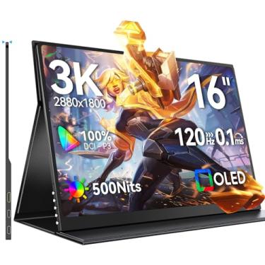 Imagem de UPERFECT Monitor portátil OLED de 16 polegadas, 3K 2880 x 1800 | 120 Hz | Monitor de jogos portátil de 1 ms, 500 nits | 100% DCI-P3 | 10 bits | Contraste 100000:1 | Design ultrafino para consoles de