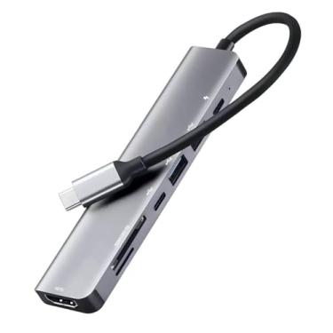 Imagem de Adaptador Hub 7 em 1 USB-C Premium com Saída HDMI 4K a 60Hz, 7 Portas, USB 3.0, Leitor de Cartão SD, Fonte de Alimentação Tipo C, Carregamento Rápido Multiportas