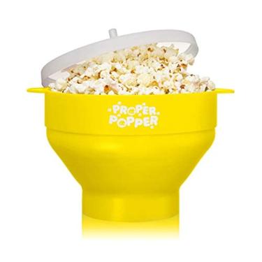 Imagem de Microwave Popcorn Popper, Silicone, Dobrável, BPA Livre e Seguro para Lava-louças - (Amarelo)