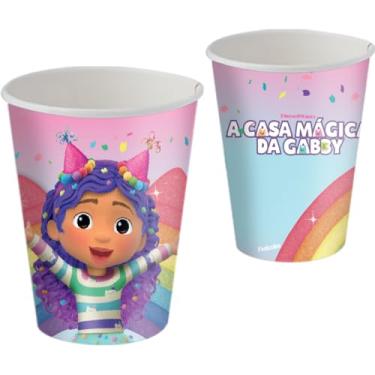 Imagem de Copo Papel 200Ml Casa Magica Da Gabby - Embalagem com 8 unidades.
