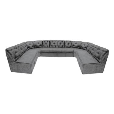 Imagem de Sofá De Canto 12 Lugares Cinza Espuma D33 Ideal Família