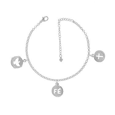 Imagem de Pulseira Fé e Pomba Divino Espirito Santo Folheado a Prata!