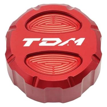 Imagem de Acessórios CNC para motocicleta, tampa do reservatório de fluido de freio dianteiro traseiro compatível com Y&AMAHA TDM 850 TDM 900 2004-2015 (tampa traseira vermelha)
