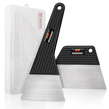 Imagem de WRAPXPERT Ferramenta de carregamento de filme para janela, 2 peças de raspador Meral conjunto de ferramentas de tinta, conjunto de instalação de película protetora de vidro para instalação automática