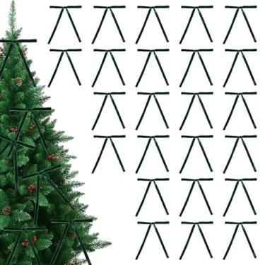 Imagem de 24un Laços Veludo para Árvores Natal, 18x13cm Pré-Amarrado Laços Veludo Decoração de Natal para Guirlandas Lareiras Corrimãos de Escadas(Verde)