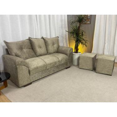 Imagem de Sofá 3 Lugares Chile com Puff Alpoim Marrom Cappuccino 630