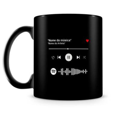 Imagem de Caneca Personalizada com Música Spotify 100% Preta - Presente Único e 