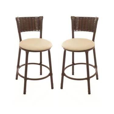 Imagem de KIT 2 Banquetas Baixa Encapada Junco ARGILA Area Gourmet - ESPAÇO JUNC