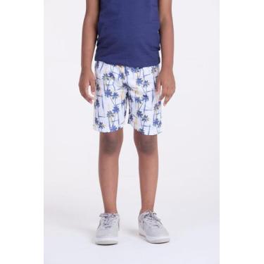 Imagem de Bermuda Infantil Tactel Coqueiros Branco - Vida Costeira Oficial, Bran