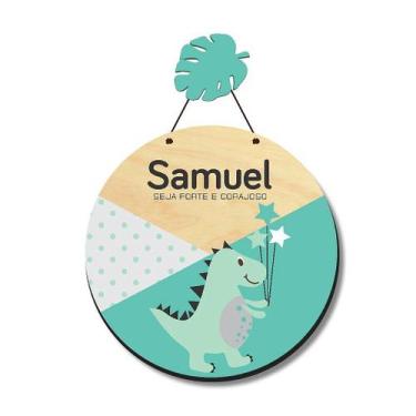 Imagem de Enfeite Porta Maternidade MDF Personalizado Dinossauro Verde Água - Id