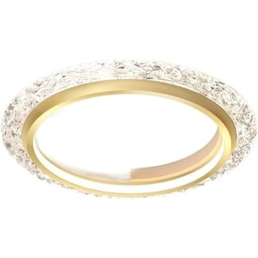 Imagem de Lustre de teto LED de cristal moderno embutido, luminária regulável ultrafina para sala de estar BK 19,6 pol. dourado