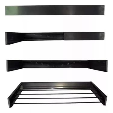 Imagem de Varal de Parede Magico Dobrável Retrátil 80cm 5 Varetas Recolhível Invisível Mágico Roupas Apartamento Espaço Pequeno