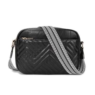 Imagem de REMUMULUS Bolsa tiracolo quadrada de couro vegano para mulheres, capacidade de 2,5 L, casual, boho, bolsa tiracolo, 8079-preto